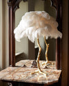 All copper ostrich feather table lamp