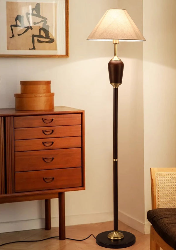 Retro solid wood living room bedroom floor lamp