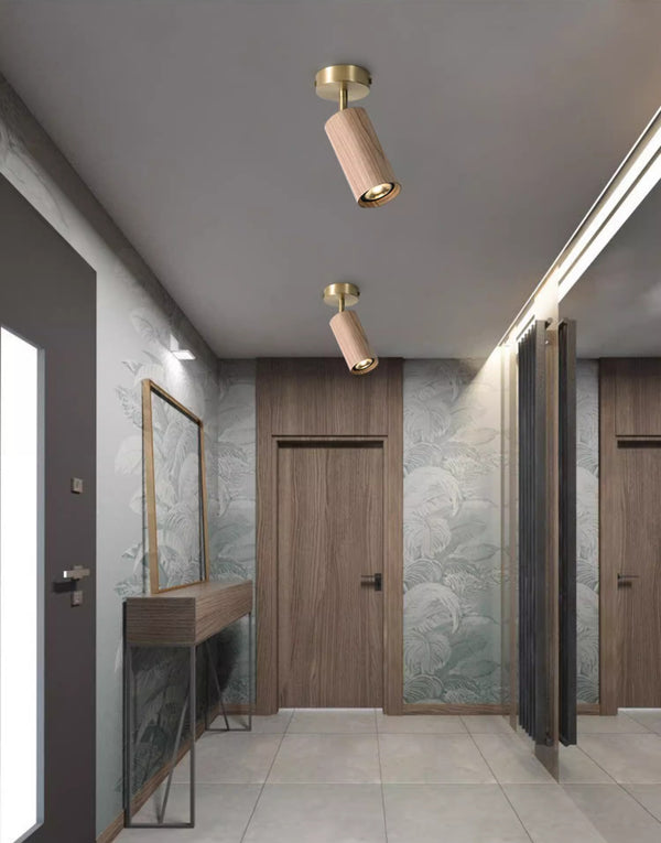 Solid wood LED corridor ceiling light