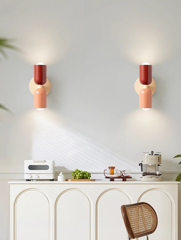 Cream style double head bedroom bedside wall lamp