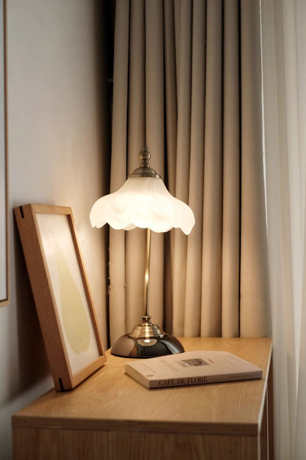 French retro glass bedside table lamp