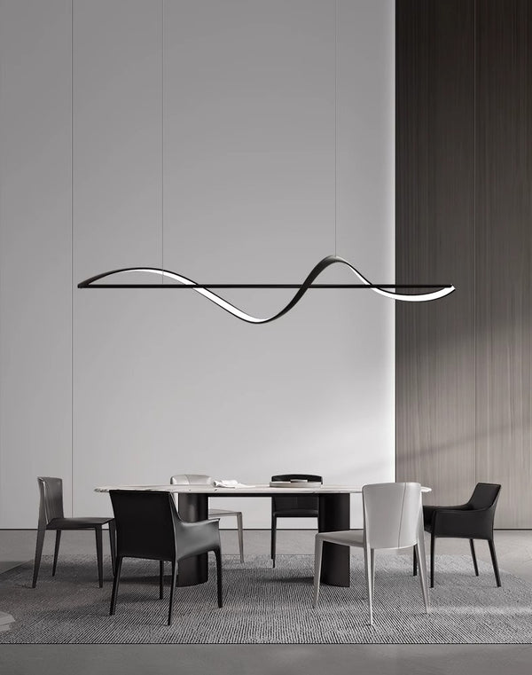 Lustre de restaurant créatif à longue bande, entièrement en cuivre
