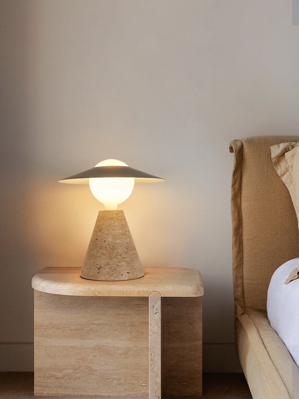 Japanese yellow travertine table lamp