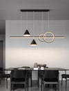 Lustre de restaurant à longue bande géométrique créative minimaliste