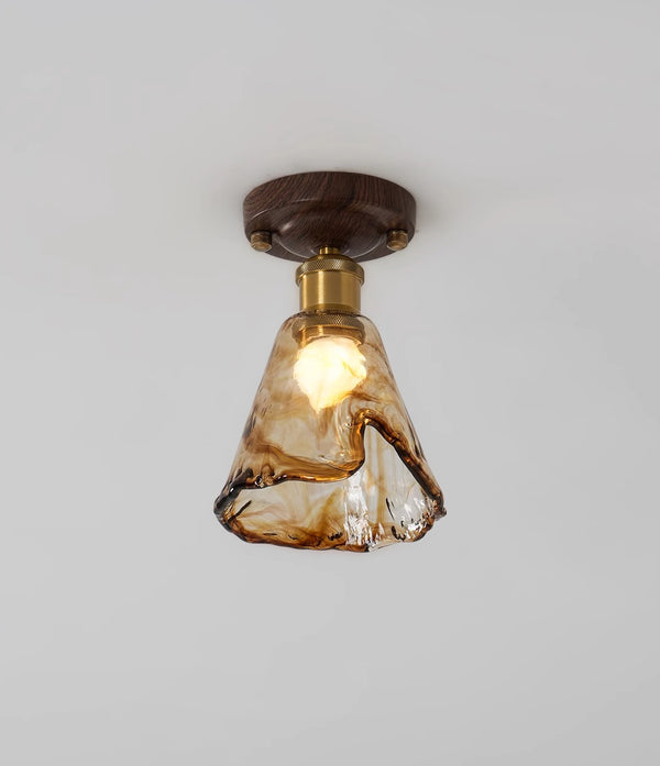 Walnut grain glass corridor ceiling lamp