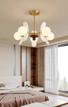 Vintage Walnut Bedroom Living Room Glass Chandelier