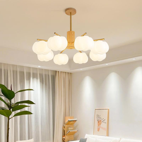 Rubber Wood Pumpkin Chandelier