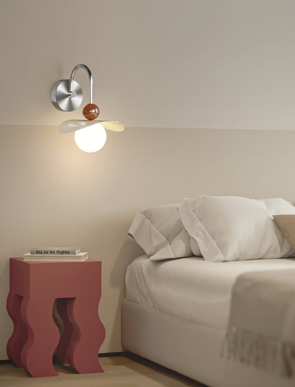 Cream style movable bedside wall lamp