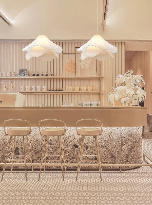 French cream style fabric restaurant chandelier