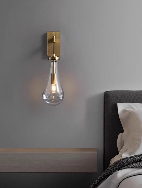 All-copper creative water drop bedroom bedside wall lamp