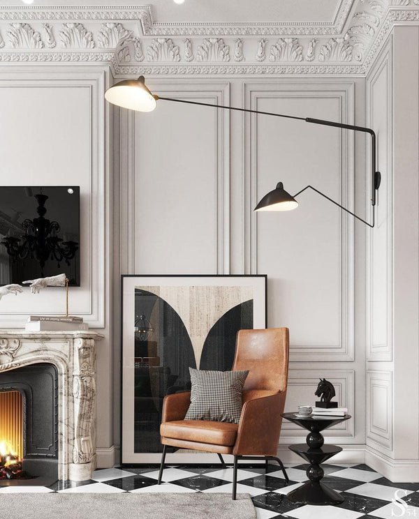 Retro personality long pole rotatable wall lamp