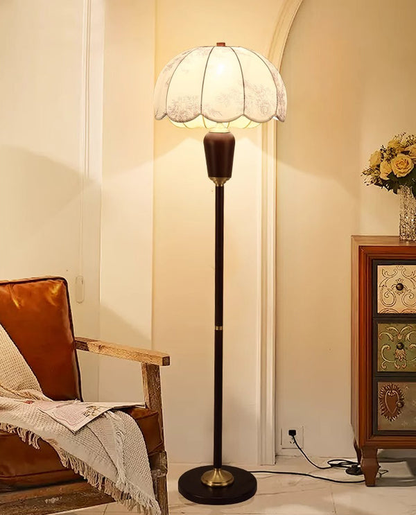 Retro solid wood living room bedroom floor lamp