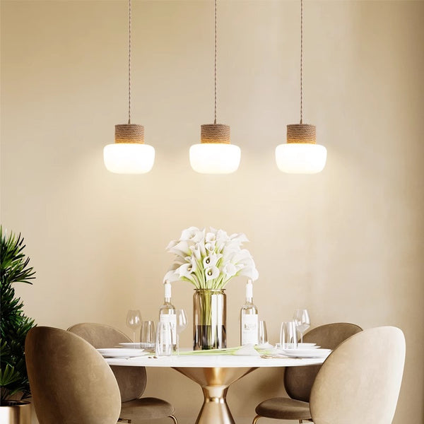 Lampe à suspension de salle à manger de style japonais de couleur crème