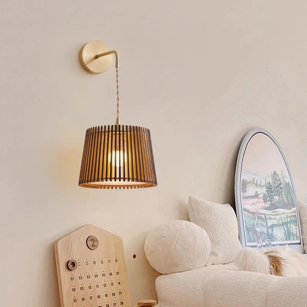 Wandlampe aus Massivholz im japanischen Stil komplett aus Kupfer