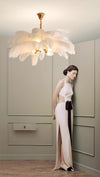 Creative personality all-copper ostrich feather chandelier