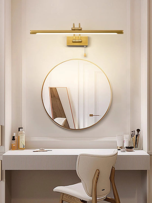 All-copper foldable LED mirror wall lamp