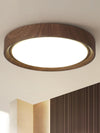 Einfache runde Deckenlampe für Schlafzimmer mit Holzmaserung