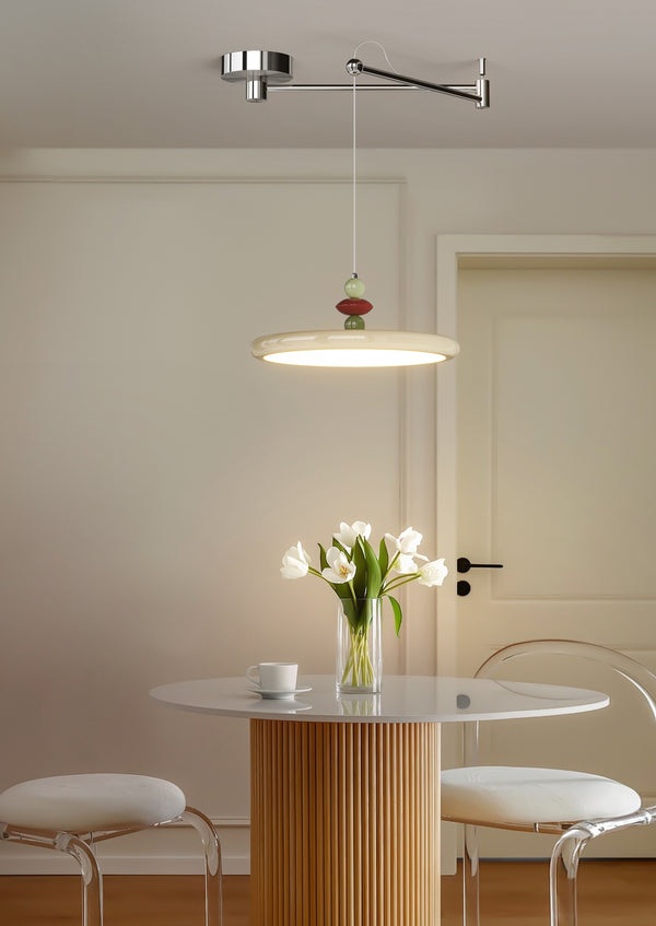 Cream style swing arm dining chandelier