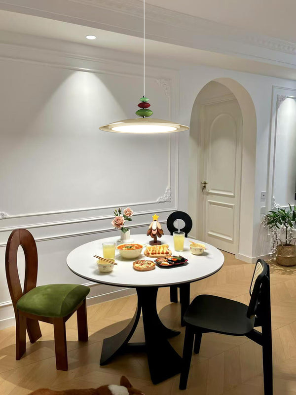 Lustre de salle à manger en forme de soucoupe volante de style crème