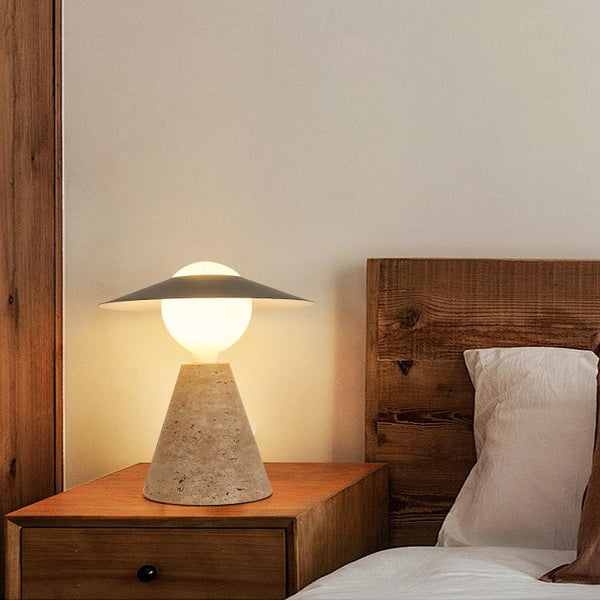 Japanese yellow travertine table lamp