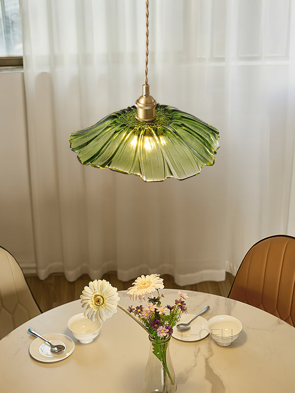 Lustre créatif en verre en forme de feuille de lotus