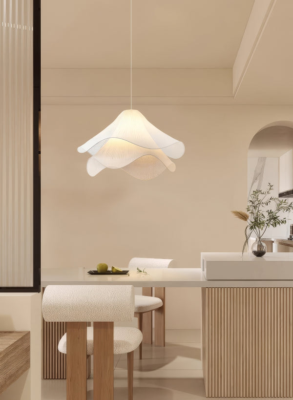 French cream style fabric restaurant chandelier