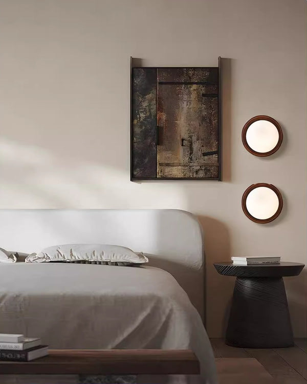 Solid wood glass ball wall lamp