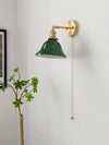 Nordic retro Japanese style long arm telescopic with switch bedroom bedside reading wall lamp