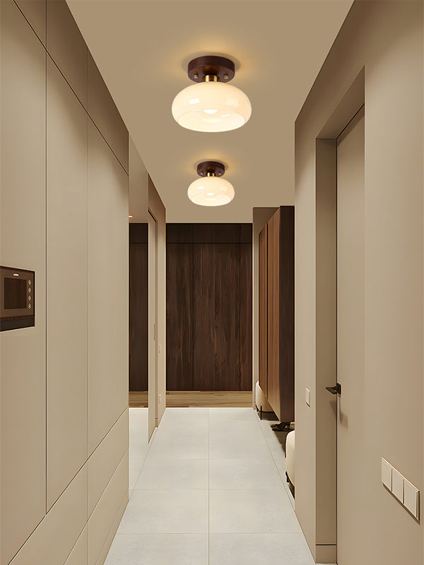 Deckenlampe aus Walnussglas im mittelalterlichen Stil