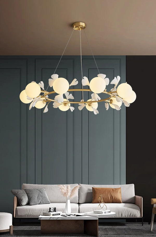 French creative ginkgo leaf living room chandelier