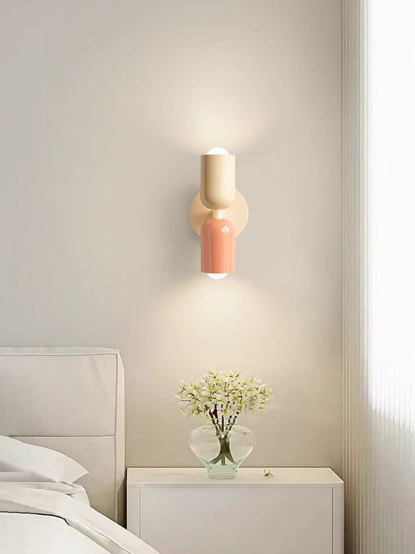 Cream style double head bedroom bedside wall lamp