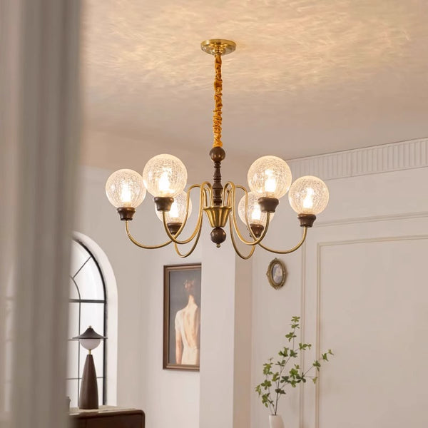 Amerikanischer Retro-Kronleuchter aus Massivholz für das Wohnzimmer