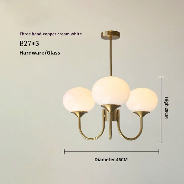 Cremefarbener Bauhaus-Kronleuchter aus Glas