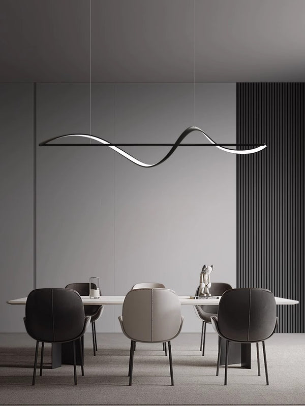 Lustre de restaurant créatif à longue bande, entièrement en cuivre