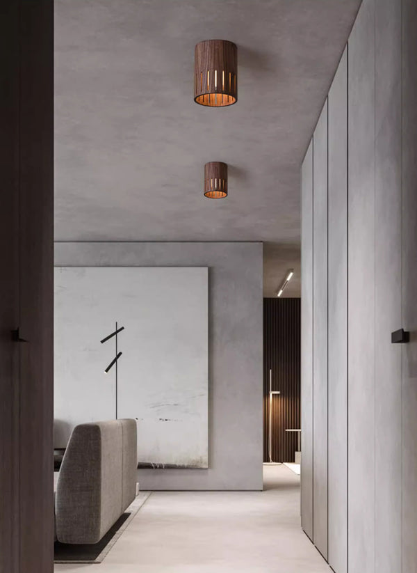 Plafonnier de couloir en noyer de style chinois