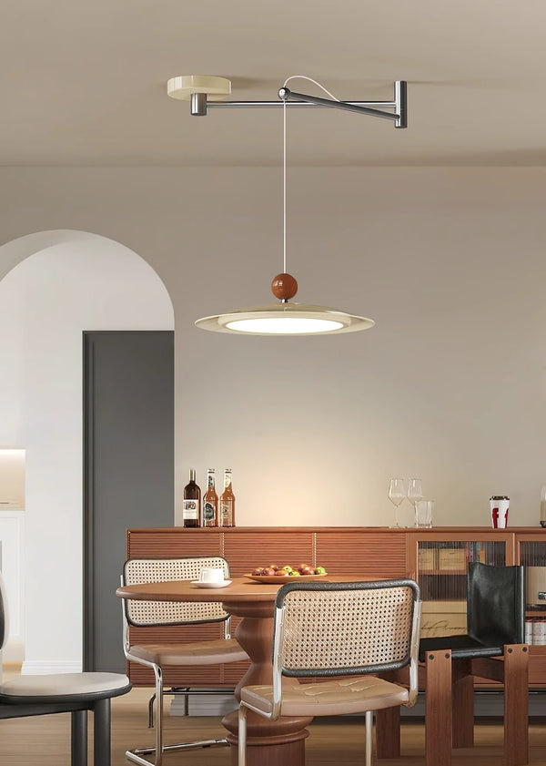 Swing arm flying saucer dining room chandelier