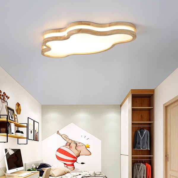 LED children's room solid wood ceiling lamp