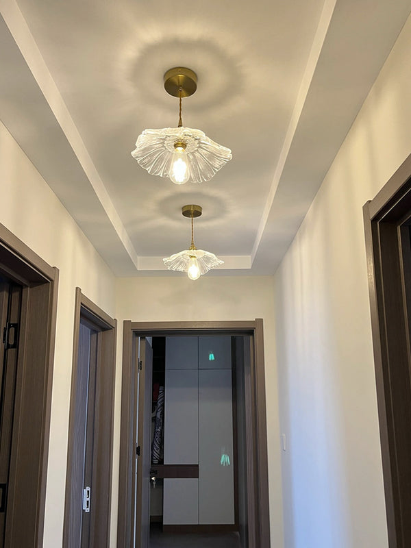Lustre créatif en verre en forme de feuille de lotus