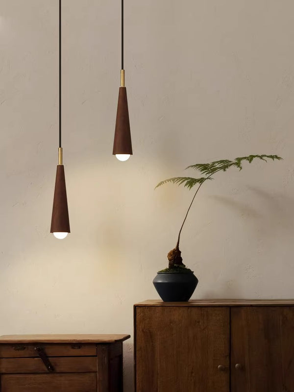 Lustre de chevet de chambre en bois massif tout en cuivre