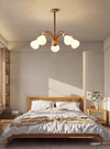 Japanese style solid wood glass bedroom chandelier