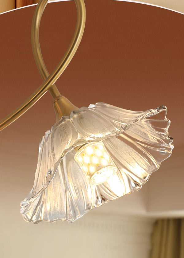 Retro full copper glass bedroom bedside wall lamp