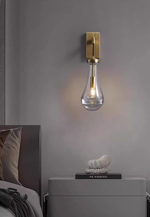 All-copper creative water drop bedroom bedside wall lamp