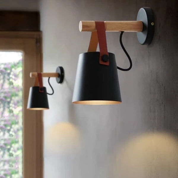 Nordic personalized leather belt bedroom wall lamp