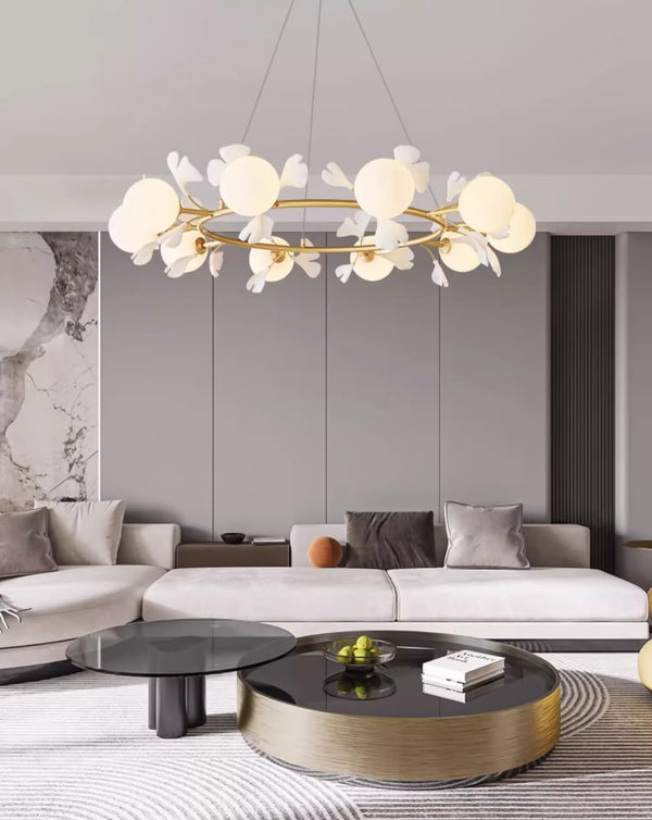 French creative ginkgo leaf living room chandelier