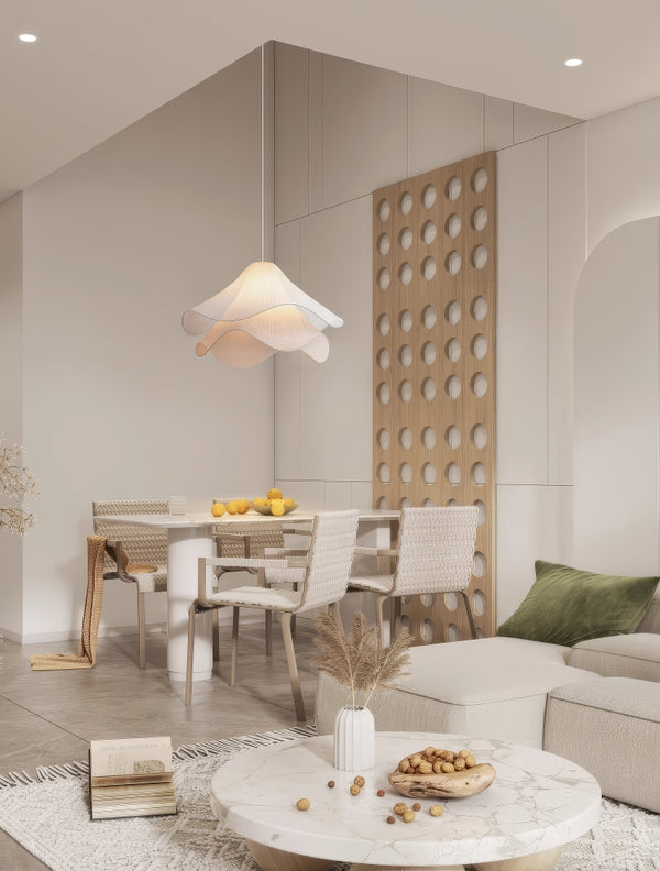 French cream style fabric restaurant chandelier