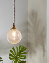 Vintage Brass Cracked Glass Bedroom Bedside Pendant light