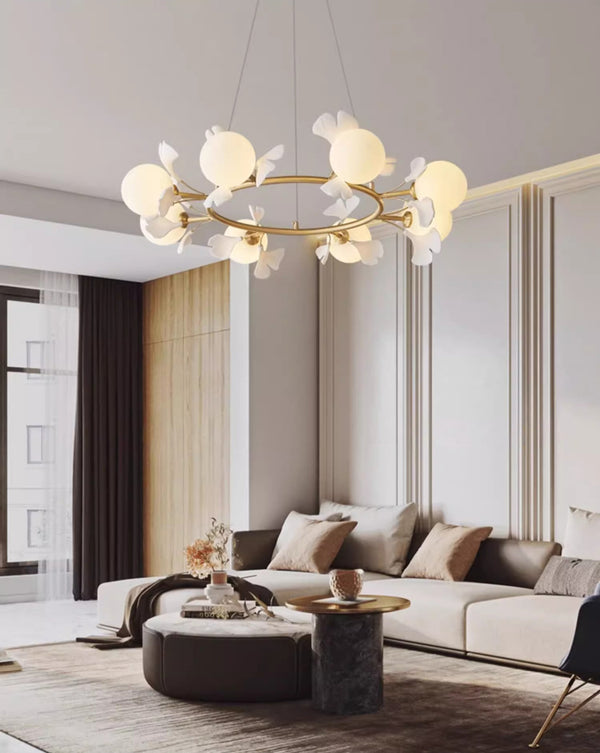 French creative ginkgo leaf living room chandelier