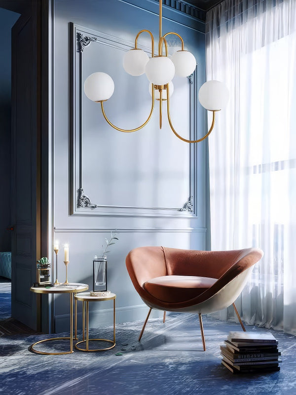 Lustre boule en verre blanc laiteux Nordic Magic Bean