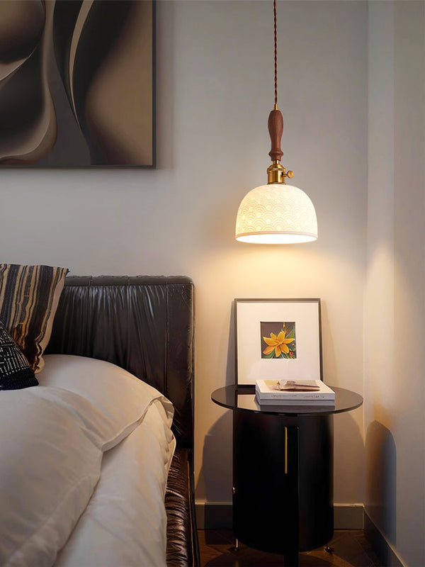Wabi-sabi style bedroom bedside ceramic chandelier