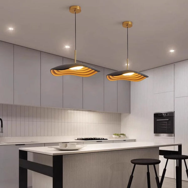 Lampe à suspension de salle à manger en forme de feuille de lotus de style Wabi-sabi